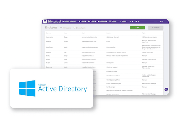 Integrating Ethicontrol Platform with MS Active Directory