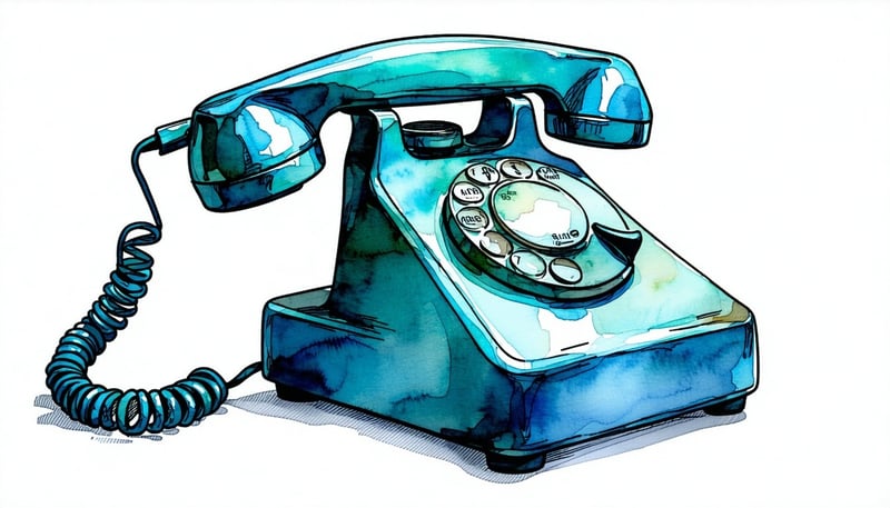 Old PhoneVector illustration, in blue and green colors on a white background in the style of simple, colorful illustrations, watercolor, linear outli