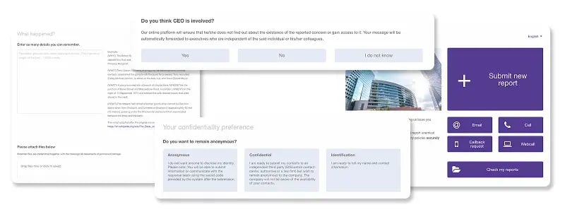 Confidential and secure reporting through Ethicontrol whistleblowing channels