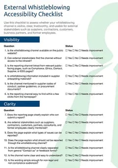Ethicontrol Checklist for External Whistleblowing Accessibility