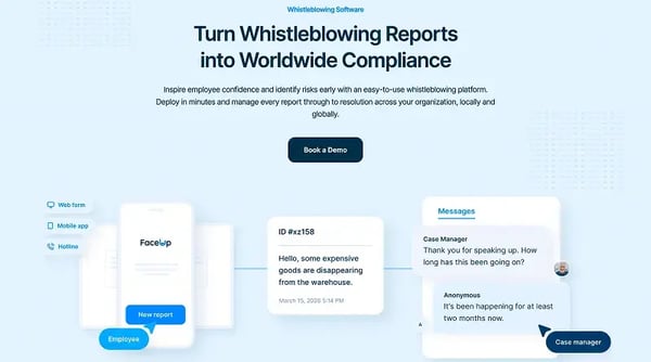 FaceUp Website Screenshot