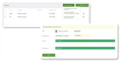 Task and task workflow in Ethicontrol's case management platform