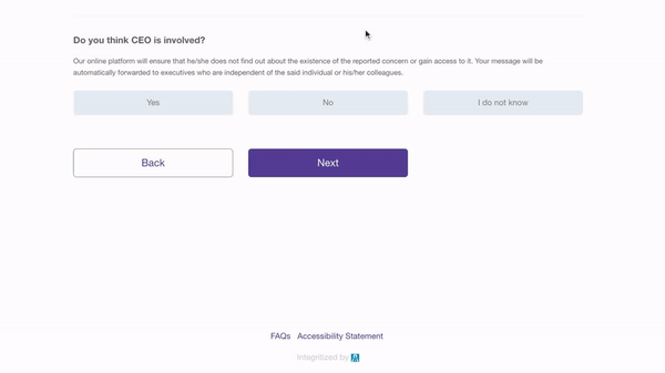 Escalation process Ethicontrol web portal