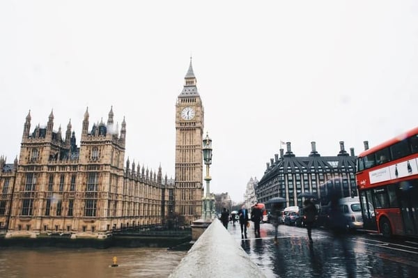 View of Big Ben from the bridge over the Thames