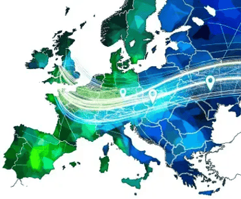 crossborder transfers of personal data in whistleblowing reporting channels within the EUVector illustration, in blue and green colors on a white bac