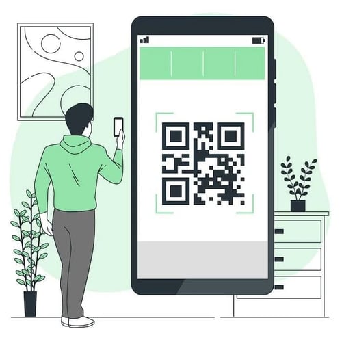 A person scanning the QR code