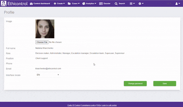 Manager's portal interface in Polish