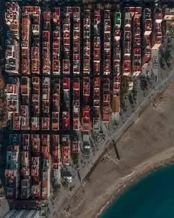 Barceloneta Beach in Barcelona view above