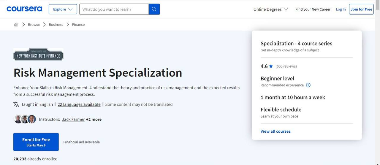 Risk Management Specialization