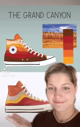Girl in Tiktok video with converses designs