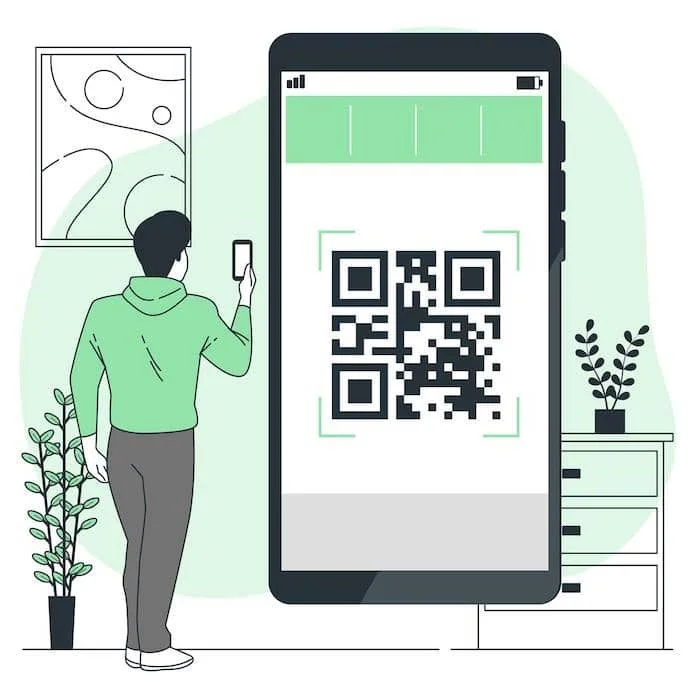 A person scanning the QR code