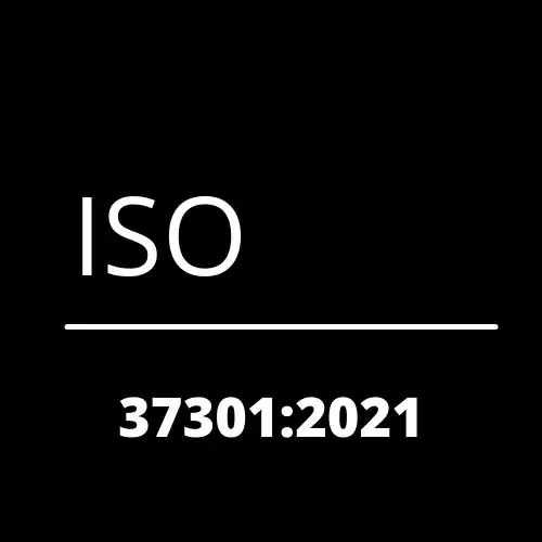 Sign of ISO 37301 201 on black background